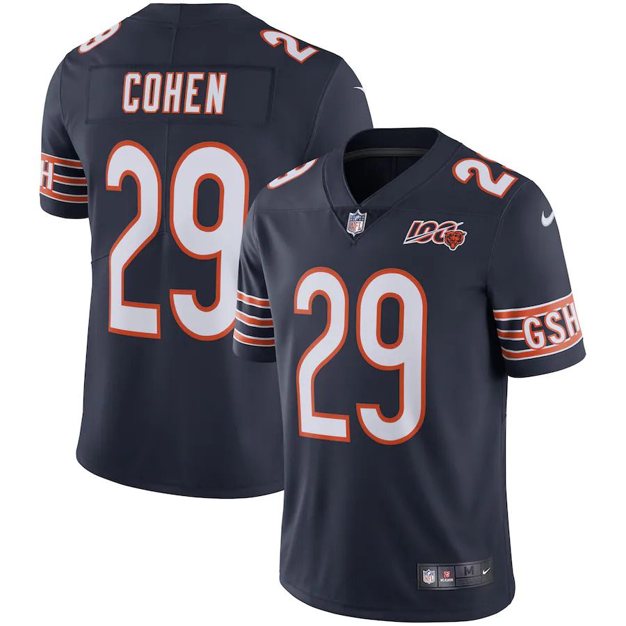 Men Chicago Bears 29 Tarik Cohen Nike Navy NFL 100th Season Limited NFL Jersey